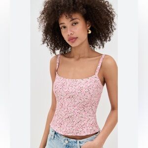 Reformation
Hattie Linen Top Floral Pink Women's Corset Top in Rose size 12 NWOT
